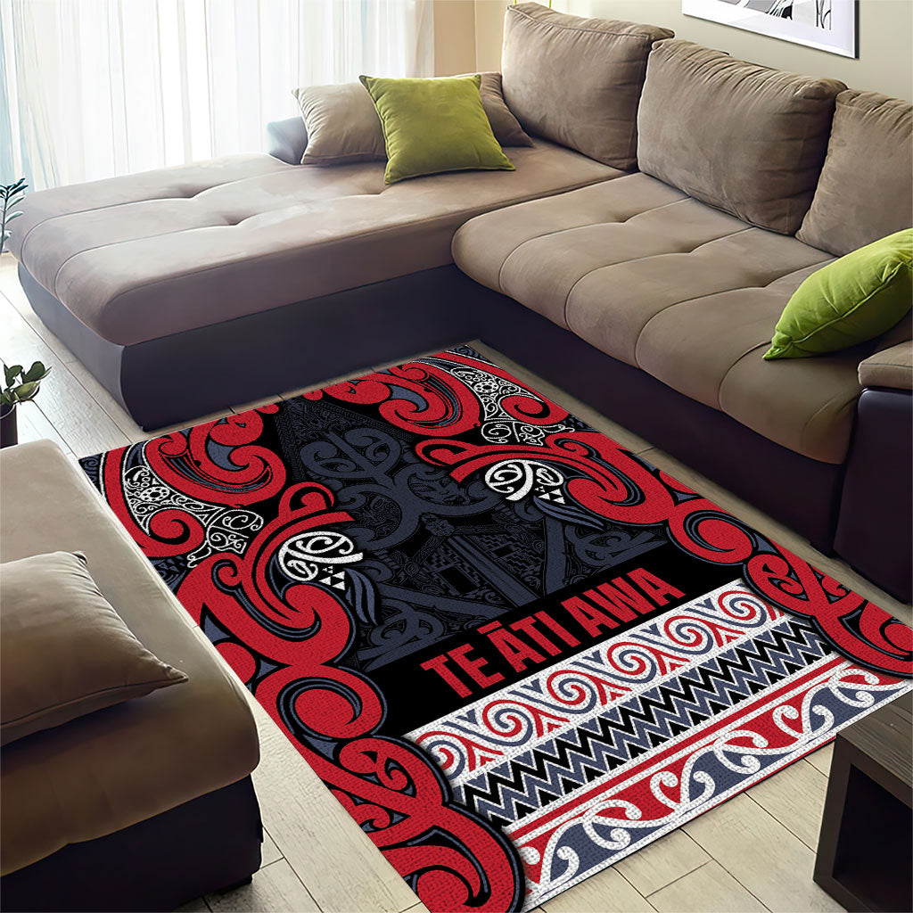 Aotearoa Iwi Te ati Awa Area Rug Maori Wharenui House Tribal Pattern