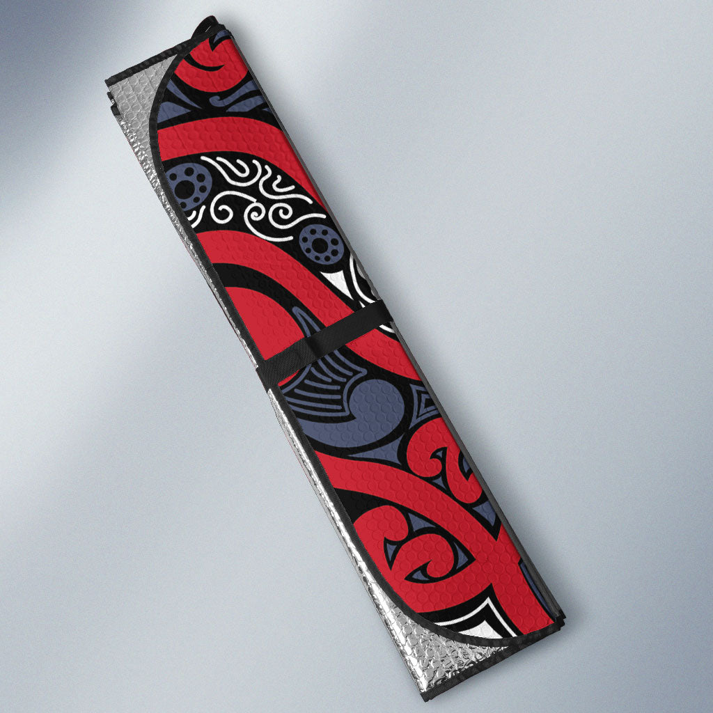 Aotearoa Iwi Te ati Awa Auto Sun Shade Maori Wharenui House Tribal Pattern