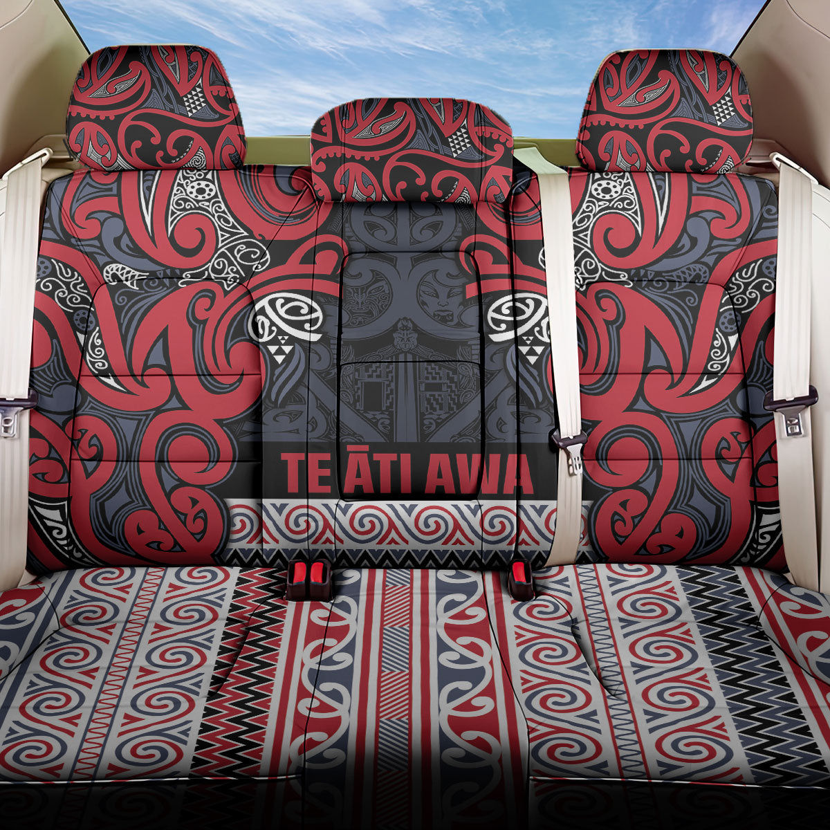 Aotearoa Iwi Te ati Awa Back Car Seat Cover Maori Wharenui House Tribal Pattern