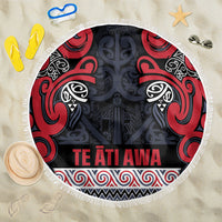 Aotearoa Iwi Te ati Awa Beach Blanket Maori Wharenui House Tribal Pattern