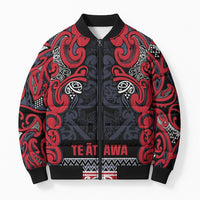 Aotearoa Iwi Te ati Awa Bomber Puffer Jacket Maori Wharenui House Tribal Pattern