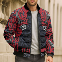 Aotearoa Iwi Te ati Awa Bomber Puffer Jacket Maori Wharenui House Tribal Pattern