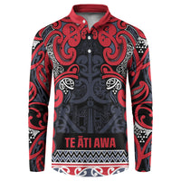 Aotearoa Iwi Te ati Awa Button Sweatshirt Maori Wharenui House Tribal Pattern