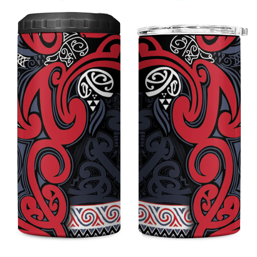 Aotearoa Iwi Te ati Awa 4 in 1 Can Cooler Tumbler Maori Wharenui House Tribal Pattern