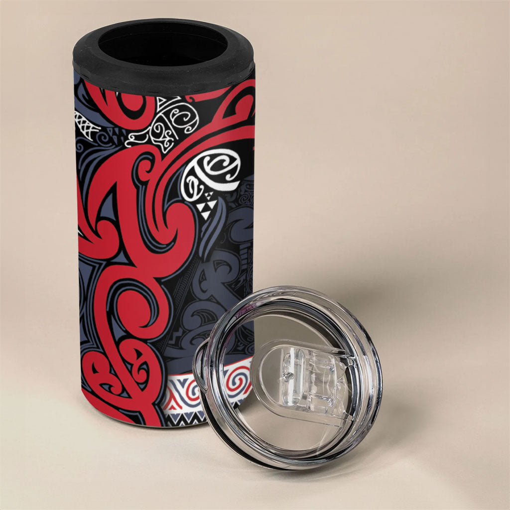 Aotearoa Iwi Te ati Awa 4 in 1 Can Cooler Tumbler Maori Wharenui House Tribal Pattern