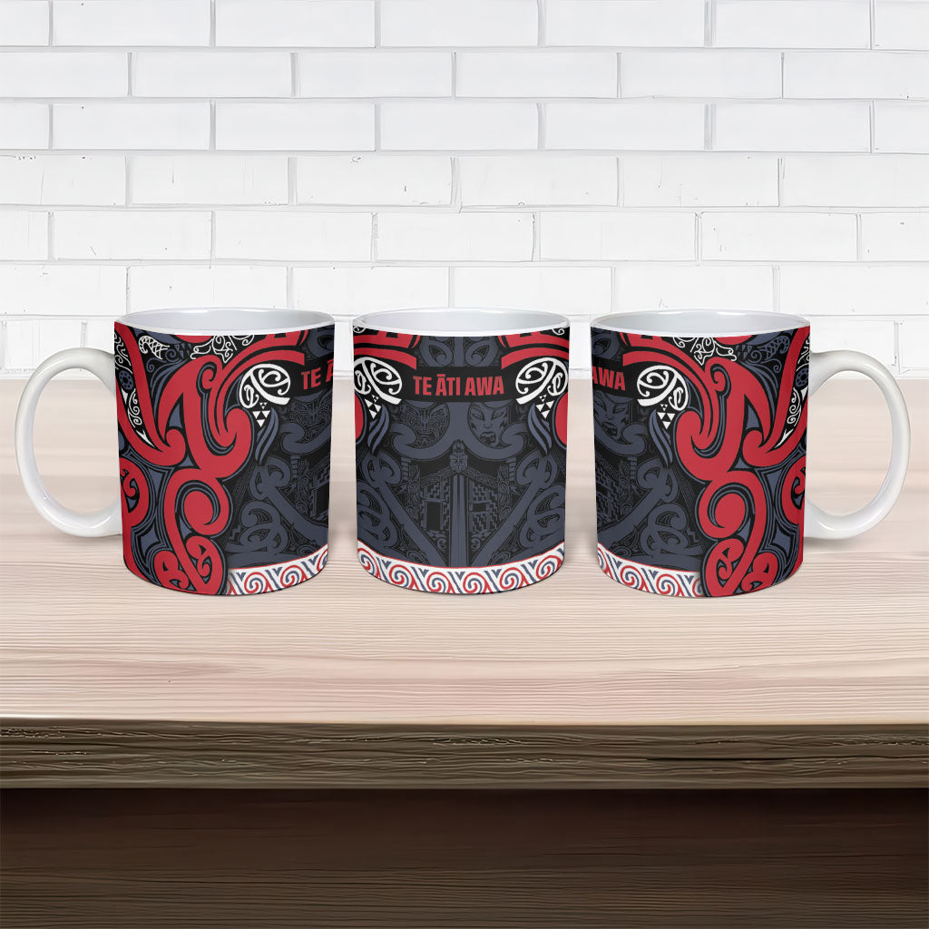 Aotearoa Iwi Te ati Awa Ceramic Mug Maori Wharenui House Tribal Pattern