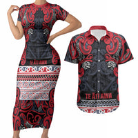 Aotearoa Iwi Te ati Awa Couples Matching Short Sleeve Bodycon Dress and Hawaiian Shirt Maori Wharenui House Tribal Pattern