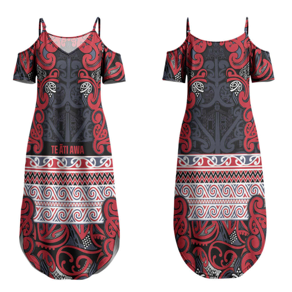 Aotearoa Iwi Te ati Awa Couples Matching Summer Maxi Dress and Hawaiian Shirt Maori Wharenui House Tribal Pattern