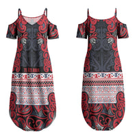 Aotearoa Iwi Te ati Awa Couples Matching Summer Maxi Dress and Hawaiian Shirt Maori Wharenui House Tribal Pattern