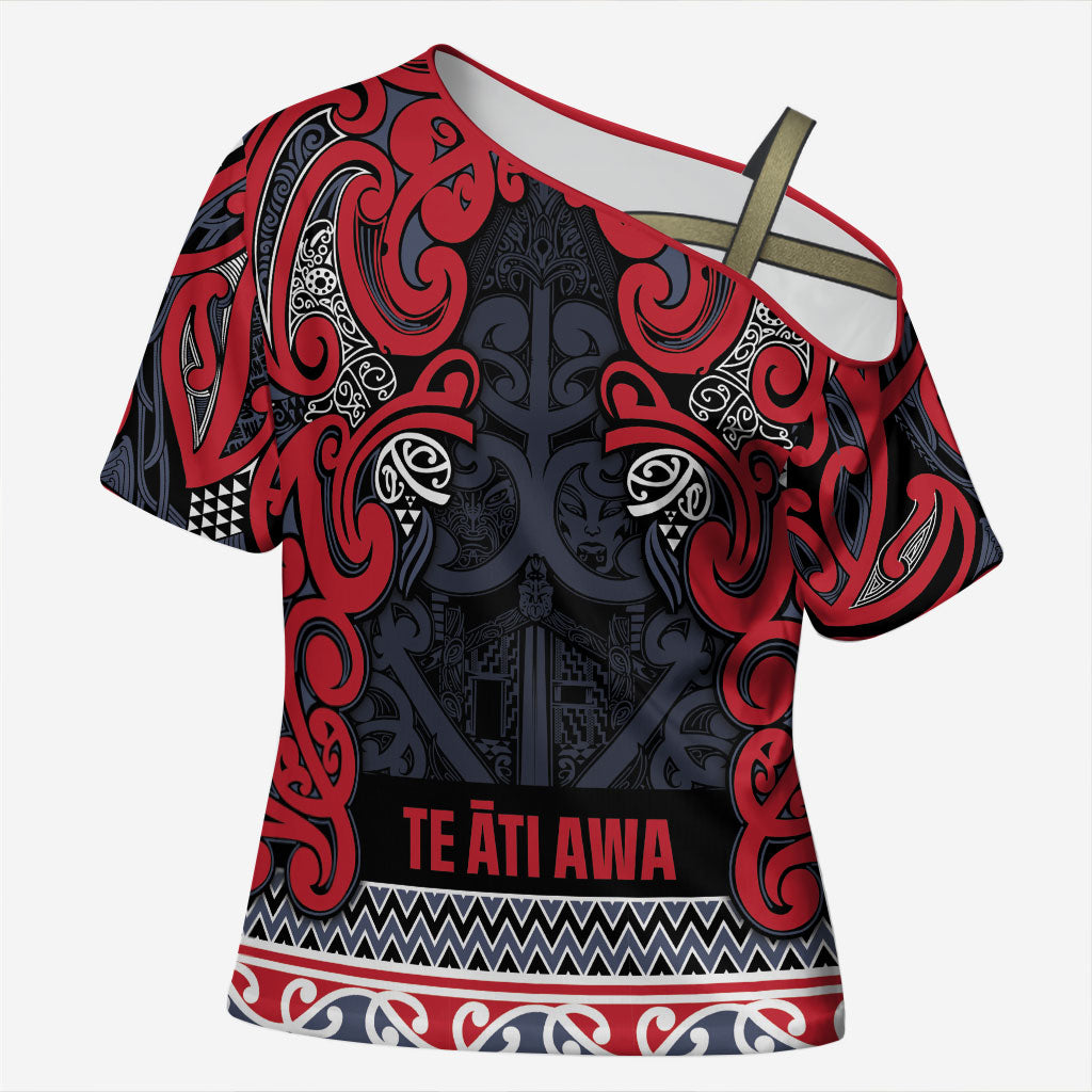 Aotearoa Iwi Te ati Awa Cross Shoulder Shirt Maori Wharenui House Tribal Pattern