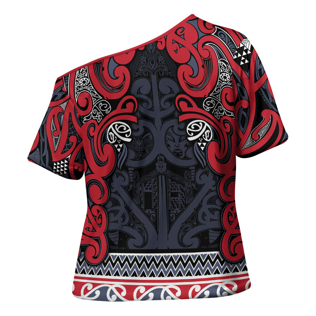 Aotearoa Iwi Te ati Awa Cross Shoulder Shirt Maori Wharenui House Tribal Pattern