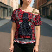 Aotearoa Iwi Te ati Awa Cross Shoulder Shirt Maori Wharenui House Tribal Pattern
