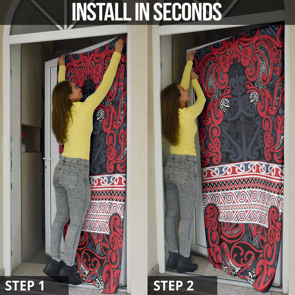 Aotearoa Iwi Te ati Awa Door Cover Maori Wharenui House Tribal Pattern