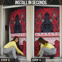 Aotearoa Iwi Te ati Awa Door Cover Maori Wharenui House Tribal Pattern