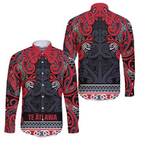 Aotearoa Iwi Te ati Awa Family Matching Off Shoulder Maxi Dress and Hawaiian Shirt Maori Wharenui House Tribal Pattern