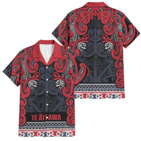 Aotearoa Iwi Te ati Awa Family Matching Off Shoulder Short Dress and Hawaiian Shirt Maori Wharenui House Tribal Pattern