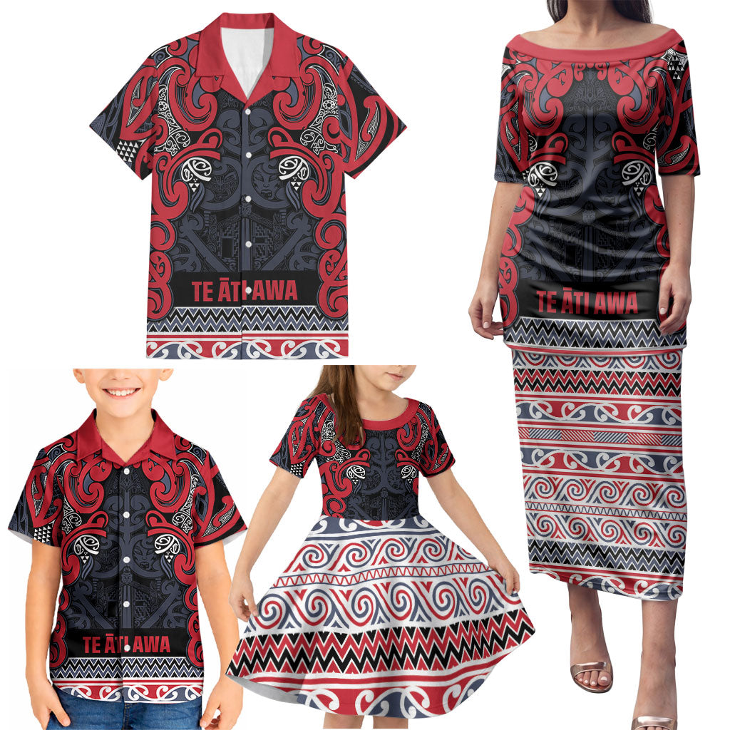 Aotearoa Iwi Te ati Awa Family Matching Puletasi and Hawaiian Shirt Maori Wharenui House Tribal Pattern LT9 - Polynesian Pride