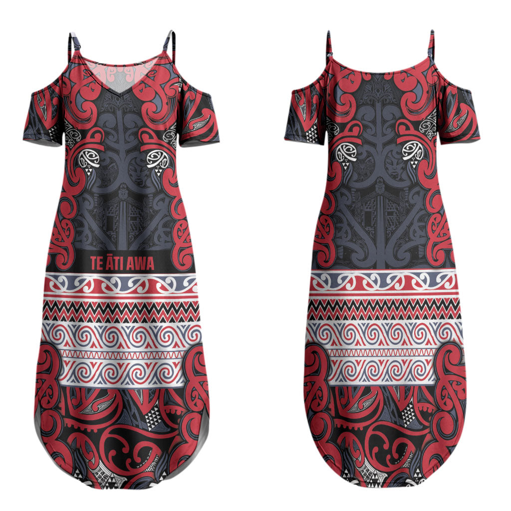 Aotearoa Iwi Te ati Awa Family Matching Summer Maxi Dress and Hawaiian Shirt Maori Wharenui House Tribal Pattern