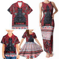 Aotearoa Iwi Te ati Awa Family Matching Tank Maxi Dress and Hawaiian Shirt Maori Wharenui House Tribal Pattern