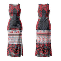 Aotearoa Iwi Te ati Awa Family Matching Tank Maxi Dress and Hawaiian Shirt Maori Wharenui House Tribal Pattern