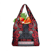 Aotearoa Iwi Te ati Awa Grocery Bag Maori Wharenui House Tribal Pattern