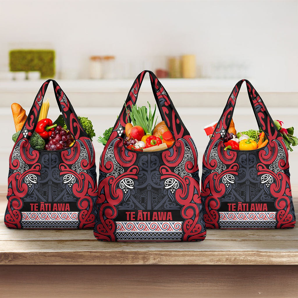Aotearoa Iwi Te ati Awa Grocery Bag Maori Wharenui House Tribal Pattern