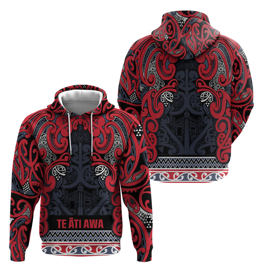 Aotearoa Iwi Te ati Awa Hoodie Maori Wharenui House Tribal Pattern