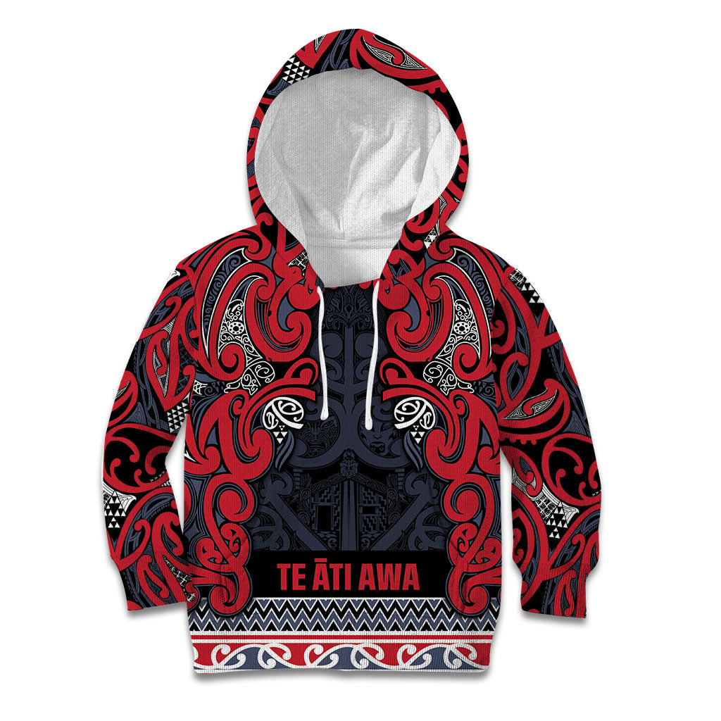 Aotearoa Iwi Te ati Awa Kid Hoodie Maori Wharenui House Tribal Pattern