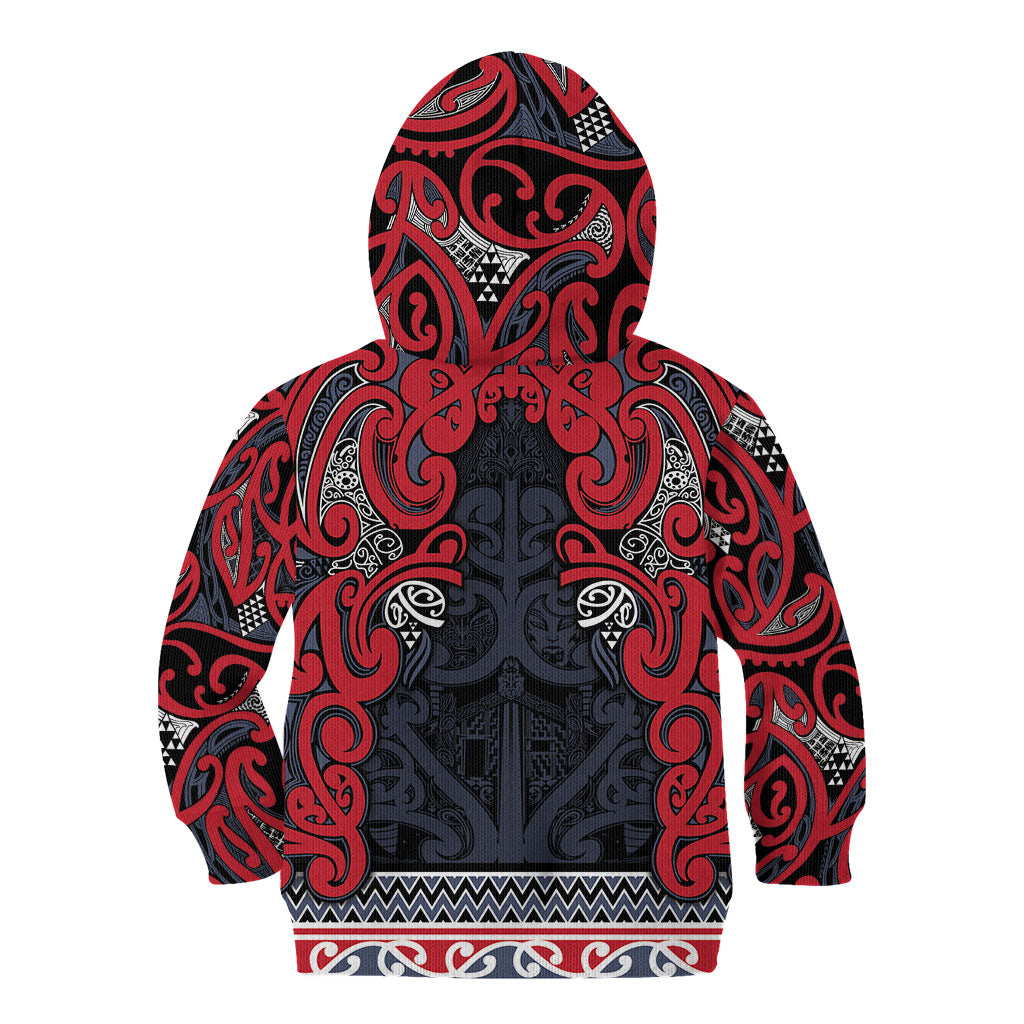 Aotearoa Iwi Te ati Awa Kid Hoodie Maori Wharenui House Tribal Pattern