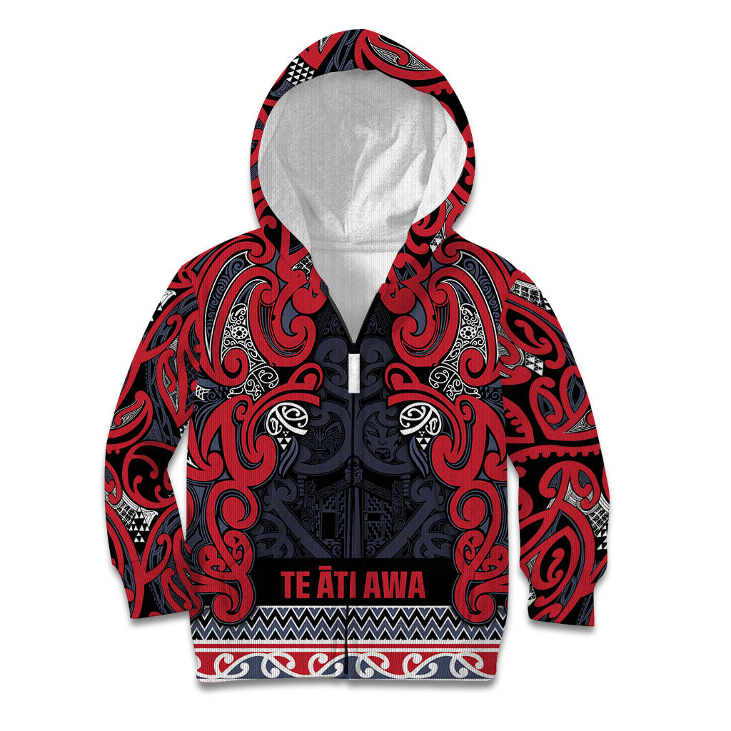 Aotearoa Iwi Te ati Awa Kid Hoodie Maori Wharenui House Tribal Pattern
