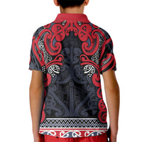 Aotearoa Iwi Te ati Awa Kid Polo Shirt Maori Wharenui House Tribal Pattern