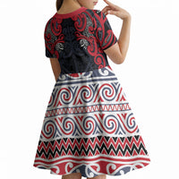 Aotearoa Iwi Te ati Awa Kid Short Sleeve Dress Maori Wharenui House Tribal Pattern