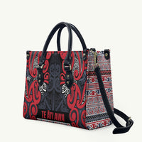 Aotearoa Iwi Te ati Awa Leather Bag Maori Wharenui House Tribal Pattern