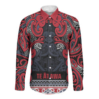 Aotearoa Iwi Te ati Awa Long Sleeve Button Shirt Maori Wharenui House Tribal Pattern