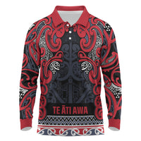 Aotearoa Iwi Te ati Awa Long Sleeve Polo Shirt Maori Wharenui House Tribal Pattern