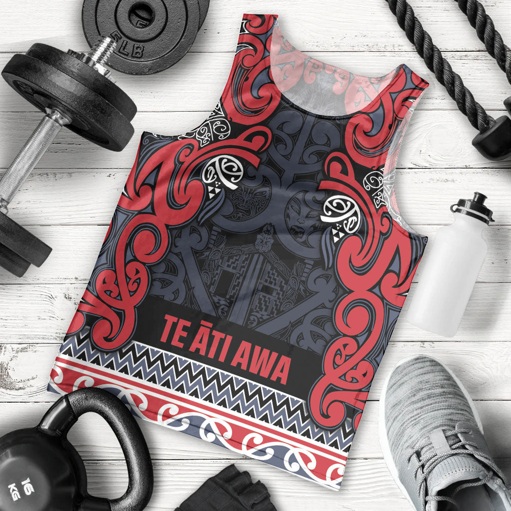 Aotearoa Iwi Te ati Awa Men Tank Top Maori Wharenui House Tribal Pattern