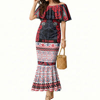 Aotearoa Iwi Te ati Awa Mermaid Dress Maori Wharenui House Tribal Pattern