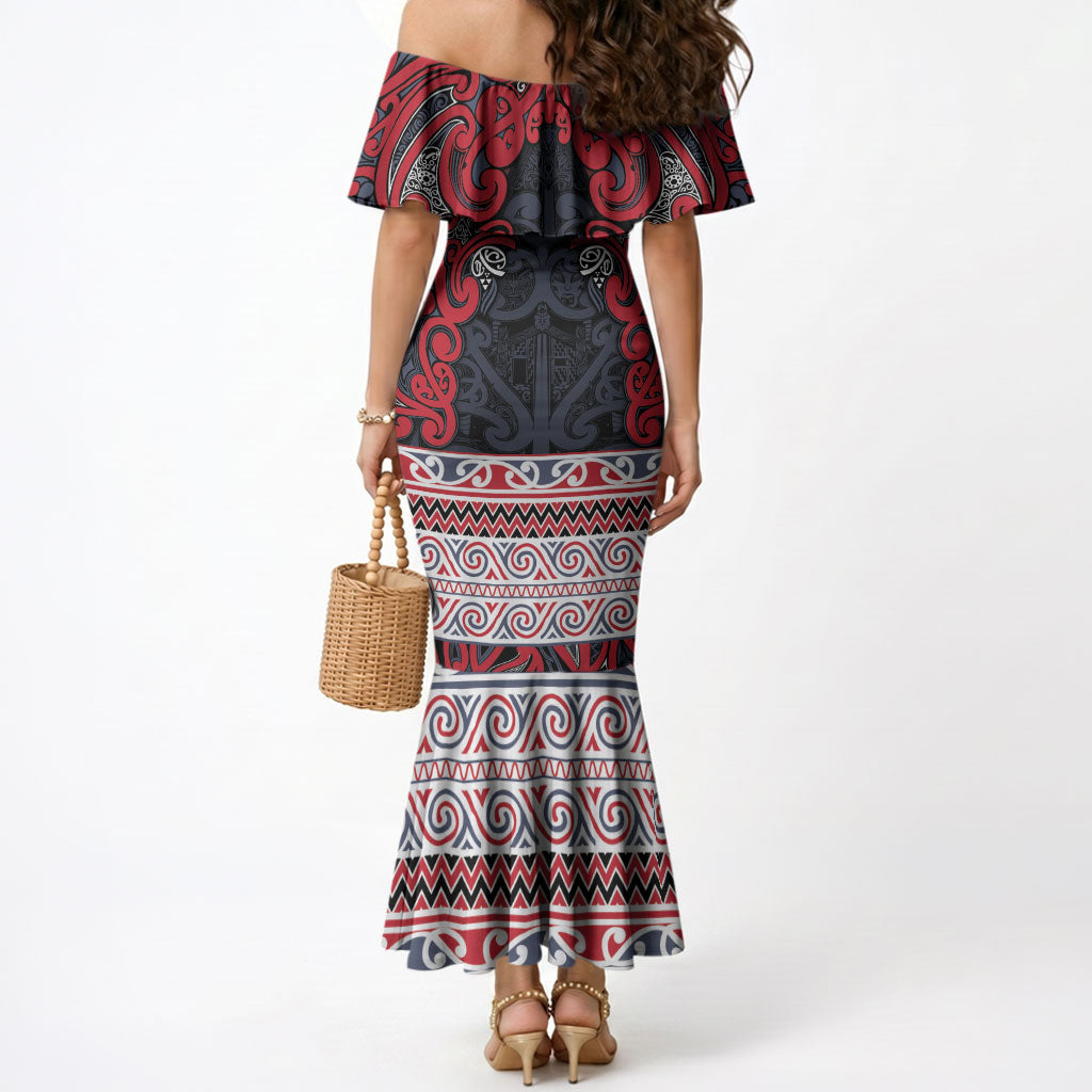 Aotearoa Iwi Te ati Awa Mermaid Dress Maori Wharenui House Tribal Pattern