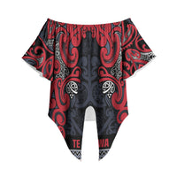 Aotearoa Iwi Te ati Awa Off Shoulder Wrap Waist Top Maori Wharenui House Tribal Pattern