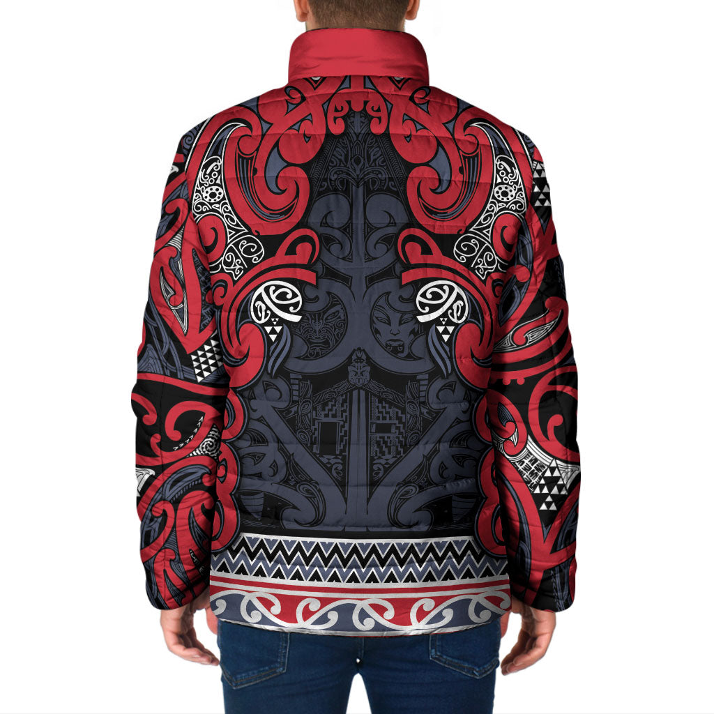 Aotearoa Iwi Te ati Awa Padded Jacket Maori Wharenui House Tribal Pattern