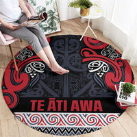 Aotearoa Iwi Te ati Awa Round Carpet Maori Wharenui House Tribal Pattern