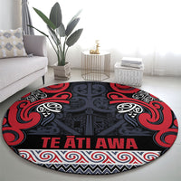 Aotearoa Iwi Te ati Awa Round Carpet Maori Wharenui House Tribal Pattern