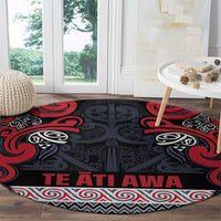 Aotearoa Iwi Te ati Awa Round Carpet Maori Wharenui House Tribal Pattern