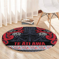 Aotearoa Iwi Te ati Awa Round Carpet Maori Wharenui House Tribal Pattern