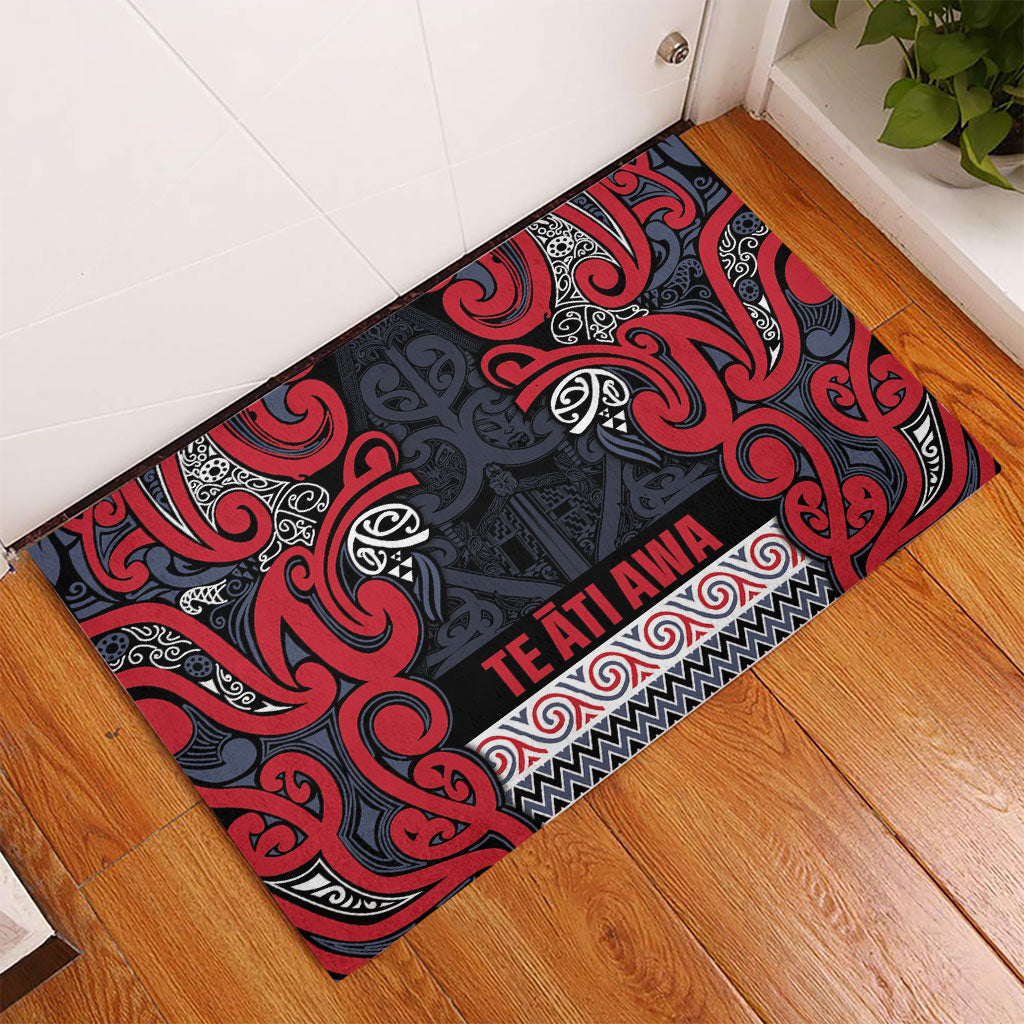 Aotearoa Iwi Te ati Awa Rubber Doormat Maori Wharenui House Tribal Pattern