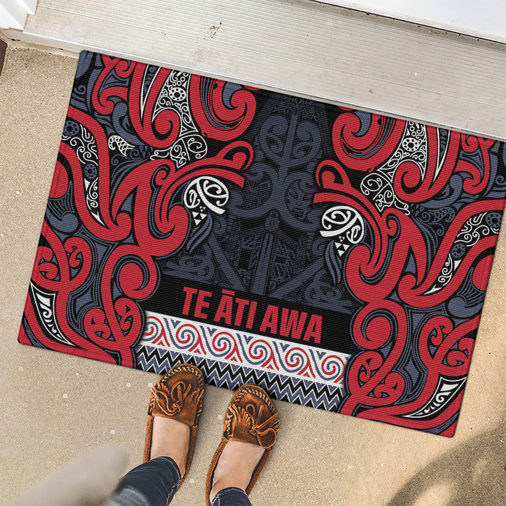 Aotearoa Iwi Te ati Awa Rubber Doormat Maori Wharenui House Tribal Pattern