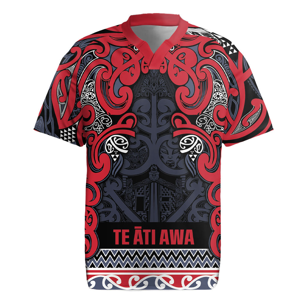 Aotearoa Iwi Te ati Awa Rugby Jersey Maori Wharenui House Tribal Pattern