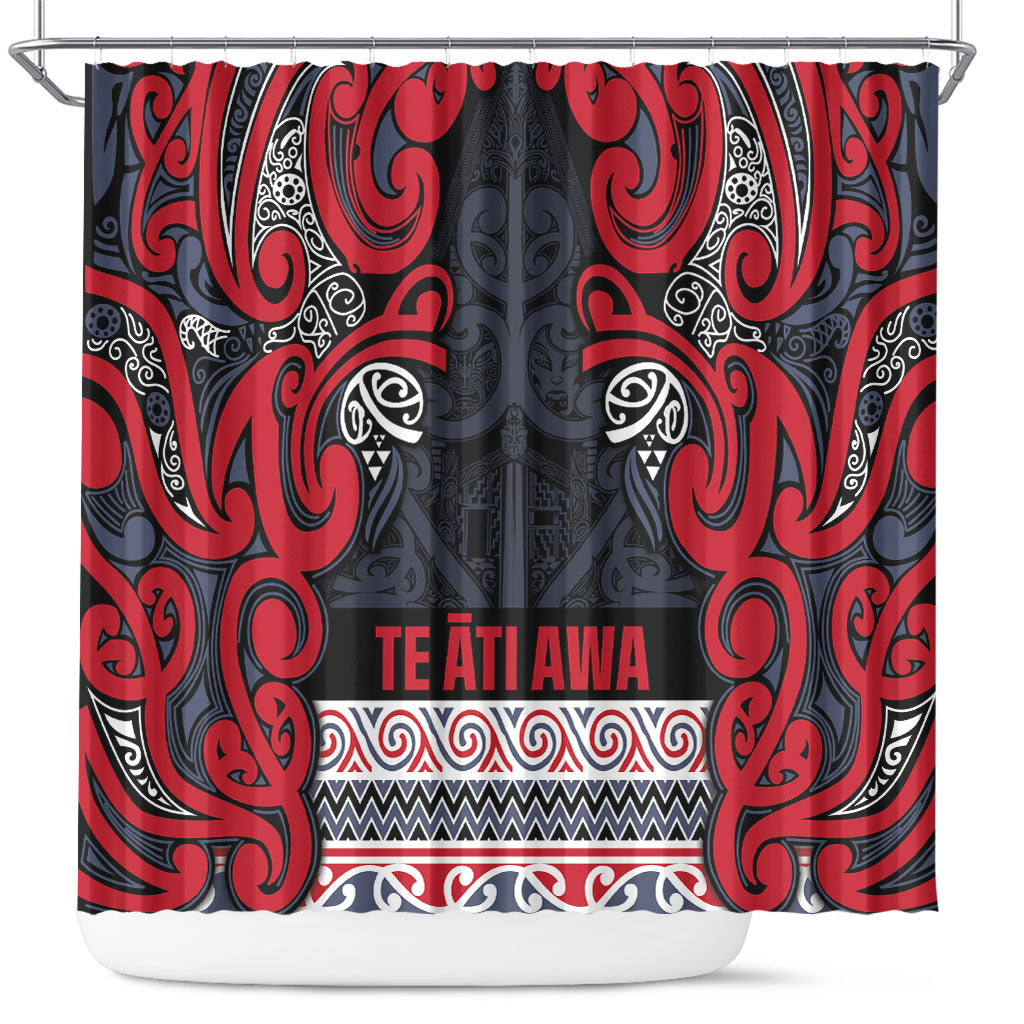 Aotearoa Iwi Te ati Awa Shower Curtain Maori Wharenui House Tribal Pattern LT9 Bright Red - Polynesian Pride