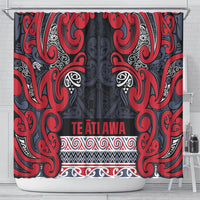 Aotearoa Iwi Te ati Awa Shower Curtain Maori Wharenui House Tribal Pattern