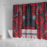 Aotearoa Iwi Te ati Awa Shower Curtain Maori Wharenui House Tribal Pattern